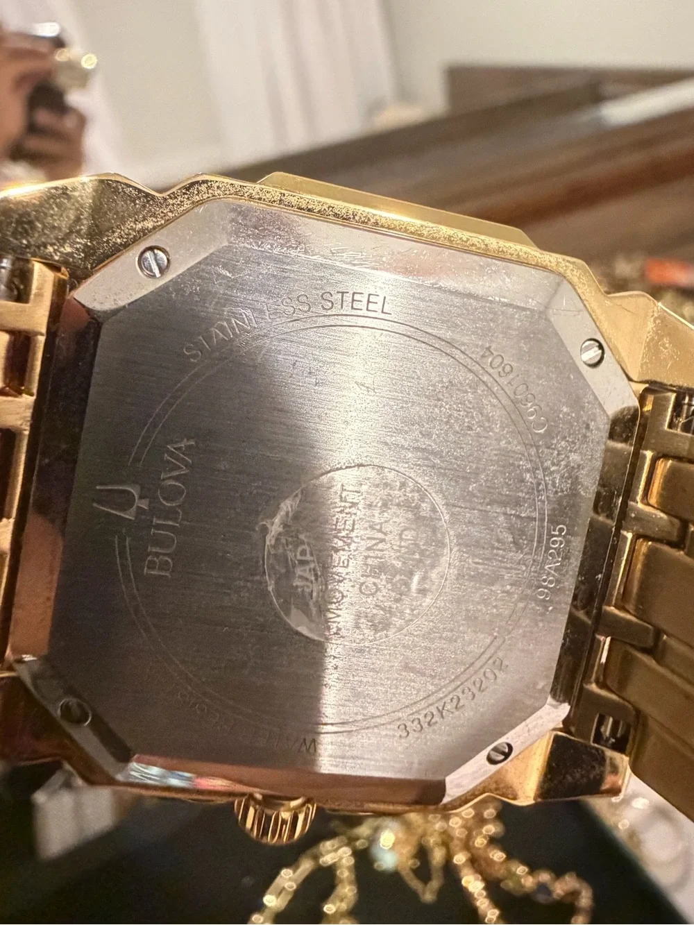 Bulova Gold-Tone Crystal Pavé Octagon Bracelet Watch